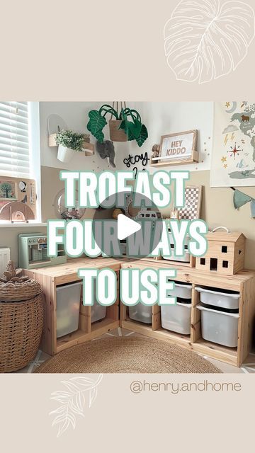 Leia and Henry • Home Decor Inspo 🤍 on Instagram: "4 WAYS TO USE A TROFAST UNIT 👀  I absolutely adore the @ikeauk trofast units! They are so versatile and after seeing different ways they could be used, I thought it’d be a fun reel to create & share!   Will you try any of these methods? 🙋🏼‍♀️  Disclaimer: Note that a child shouldn’t be unattended using the trofasts if they are not secured to the wall. Please be aware of this if you do position them upright.  Inspo taken from @playroominspo & @jhonnycurran ✨ . . . #ikeahack #ikeahackforkids #ikeastorage #ikeatrofast  #trofasthack #kidsstorage #kidsplayroom #playroominspo #playroomstorage #ikeakids #ikeakidshacks #ikeahacks #playroom #ikeahacks #toyorganisation #kidstoys #toystorage #toystorageideas #kinderzimmer #kidsinteriors" Trofast Bedroom Ideas, Ikea Kids Playroom Storage, Ikea Hack Playroom Storage, Trofast Reading Nook, Diy Trofast Desk, Ikea Trofast Bookshelf, Ikea Trofast Playroom Hack, Ikea Trofast Wall Storage, Stacking Trofast