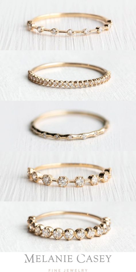 Stack Rings Wedding, Pretty Rings Simple, Stackable Wedding Rings, Foto Pertunangan, Gold Wedding Bands, Simple Wedding Bands, Unique Wedding Band, Melanie Casey, Stackable Rings Wedding