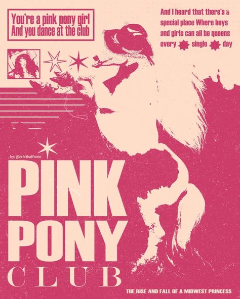 Pink Pony Club, Play Poster, Club Poster, Clubbing Aesthetic, Dance Poster, Pony Club, Pink Posters, Chappell Roan, Picture Collage Wall