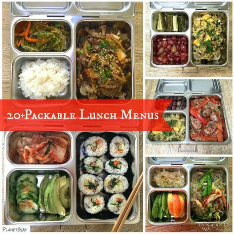 20 Plus Packable Lunch Menus drkarenslee Lunch Ideas Korean Food, Korean Dosirak Lunch Boxes, Asian Lunches For Work, Korean Bento Box Recipes, Korean School Lunch Ideas, Korean Work Lunch, Asian School Lunch Ideas, Asian Lunch Ideas For Work, Asian School Lunch