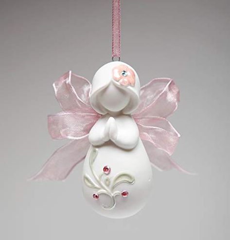 PRICES MAY VARY. Fine Porcelain Inspirational Praying Angel with Pink Ribbon Wings Hanging Christmas Tree Ornament Figurine, 3" H Fine Porcelain Inspirational Praying Angel with Pink Ribbon Wings Hanging Christmas Tree Ornament Figurine, 3" H Gourd Ornaments, Angel Christmas Tree, Praying Angel, Hanging Christmas Tree, Nativity Ornaments, Polymer Clay Christmas, Peg People, Christmas Material, Lighted Ornaments