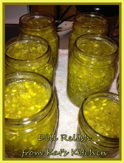 Welcome to Kat's Canning Tidbits I hope you enjoy your visit!: Dill Relish Dill Relish Canning Recipe, Cucumber Relish Recipes, Pickle Relish Recipe, Dill Relish, Zucchini Relish, Pressure Canning Recipes, Canning Fruit, Canning Pickles, Canning Vegetables