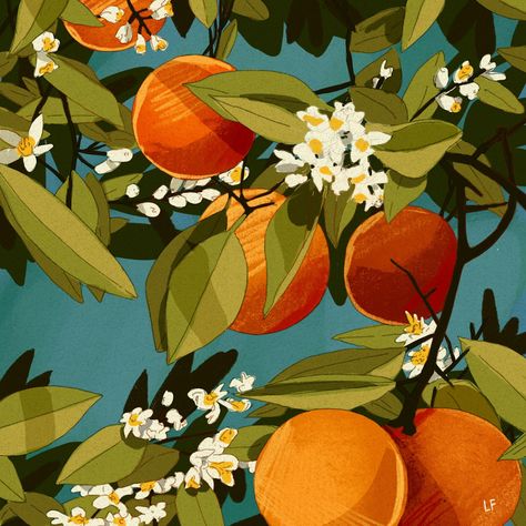 Libby Frame, Miss California, Posca Art, Gouache Art, Orange Tree, Crystal Art, Botanical Illustration, Diamond Painting, Art Inspo