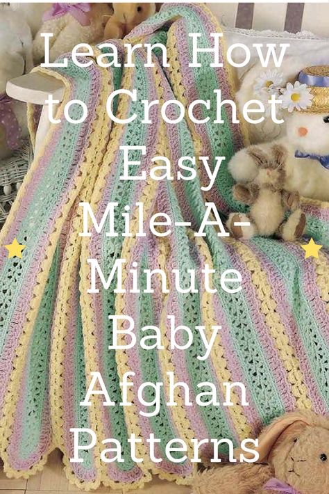 Mile A Minute Crochet, Crochet Mile A Minute, Crochet Afghan Patterns, Baby Afghan Patterns, Baby Afghan Crochet Patterns, Crochet Baby Gifts, Afghans Crochet, Crochet Afghan Patterns Free, Easy Crochet Patterns Free