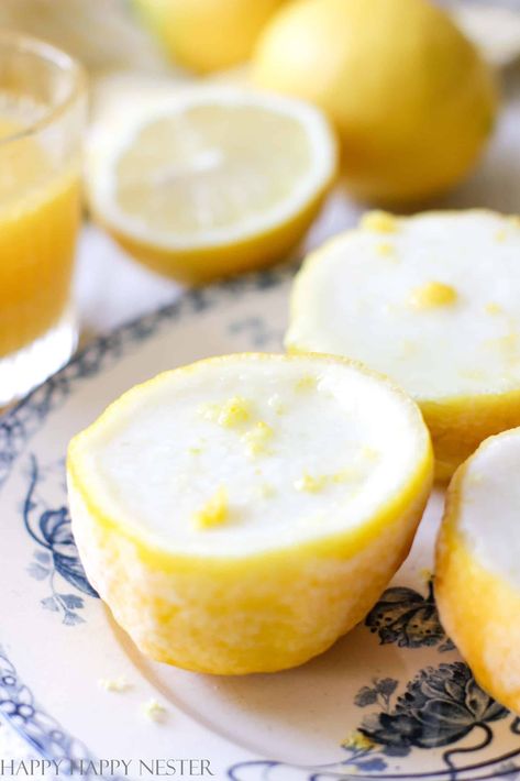 Lemon Sorbet in Lemon Shells Sorbet In Lemon, Peach And Burrata, Lemon Sorbet Recipe, Threads App, Lemon Recipe, Sorbet Recipe, Burrata Salad, Frozen Lemon, Lemon Ice Cream