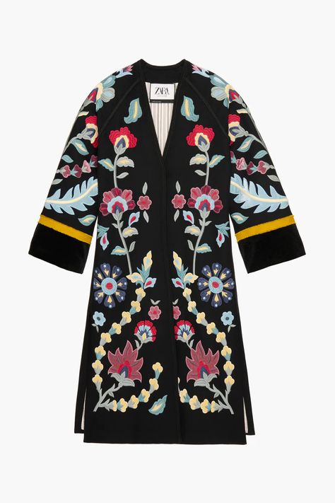 Zara Atelier Collection - Tom Lorenzo Sequin Poncho, Mantel Cape, Zara Shop, Look Zara, Embroidered Coat, Abaya Designs, Cape Coat, High Collar, Outerwear Women