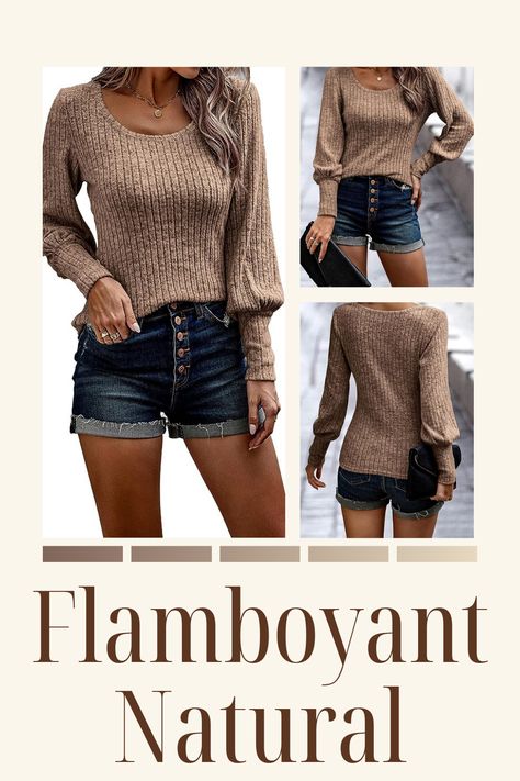 Flamboyant Natural Tops, Flamboyant Natural, Casual Pullover Sweater, Lantern Sleeve Top, Natural Women, Blouse Tops, Basic Long Sleeve, Pullover Sweater Women, Dressy Tops