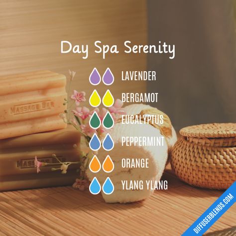 Spa Blend Essential Oils, Spa Oil Blends, Spa Scents Essential Oils, Serenity Essential Oil, Lilin Aroma, Essential Oil Combinations, Doterra Essential Oils Recipes, Essential Oil Diffuser Blends Recipes, Magia Das Ervas