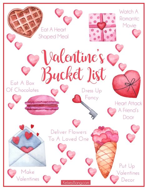 Valentine's Day is right around the corner! Wondering what to do!?!? Here is a bucket list of ideas to help celebrate the occasion! Feb Bucket List, Things To Make On Valentines Day, Valentine Bucket List, February Bucket List 2024, Valentines Bucket List, February Bucket List For Kids, Velantine Week Days List, Valentine’s Day Bucket List, Valentines Day Bucket List