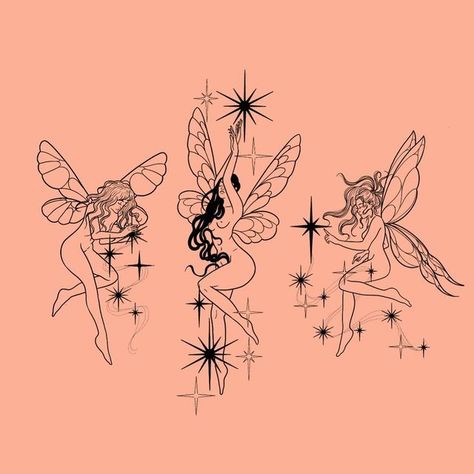 Fairy Tattoo Mushroom, Blackwork Fairy Tattoo, Line Art Fairy Tattoo, Fairy Garden Tattoos For Women, Tattoo Ideas Female Fairy, Pixie Tattoo Designs, Fairy With A Knife Tattoo, Fairy Princess Tattoo, Edgy Fairy Tattoo