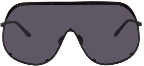 Rick Owens Black Shield Sunglasses - Best Deals You Need To See Shield Glasses, Black Rick Owens, Black Shield, Shield Sunglasses, Aviator Style, Women Men Shoes, Stainless Steel Frame, Black Stainless Steel, Leather Pouch