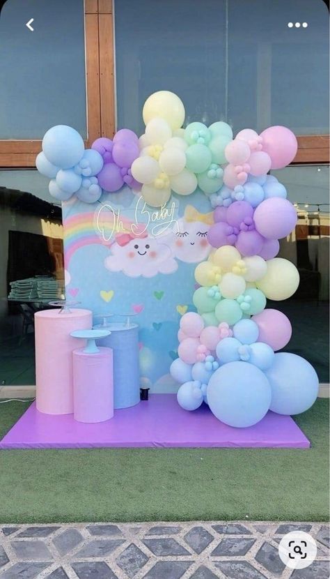 Popit Birthday, Rainbow Themed Birthday Party, 1st Birthday Girl Decorations, 1st Birthday Cakes, Girl Birthday Decorations, Birthday Party Theme Decorations, Rainbow Baby Shower, Rainbow Birthday, Balloon Decorations Party