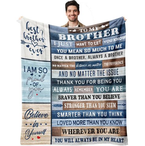 PRICES MAY VARY. ✨【HIGH-QUALITY MATERIAL】: Our blanket is made of 100% flannel, which is very soft and lightweight. wrinkle and fade-resistant, this blanket will give people a warm feeling and also relax the body and mind. ✨【THE MOST PERFECT GIFT FOR BROTHER】:This beautiful blanket is specially designed for your brother. giving it to your brother as a gift also represents your unique love for him, and it is a way for gift-givers to express their love. this custom blanket can be a birthday gift, Bed Blankets, Blankets, Birthday Gift, Birthday Gifts, Gift Ideas, Bed, Birthday, Gifts