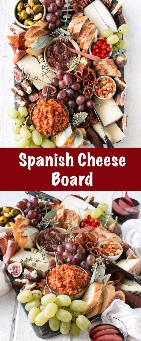 Cheese Board Ideas, Cheese Board Gift, Spanish Tapas Recipes, Spanish Cheese, Tapas Party, Spanish Appetizers, Spanish Kitchen, Tapas Recipes, Spanish Tapas