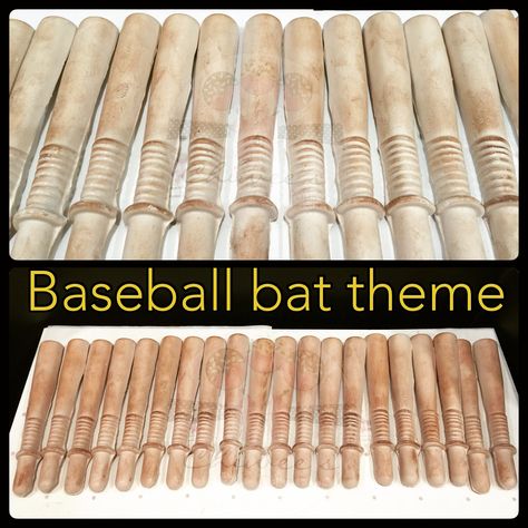 Baseball bats pretzel rods Baseball Bat Pretzel Rods, Bat Desserts, Baseball Cake Pops, Baseball Cake, Baseball Bats, Pretzel Sticks, Pretzel Rods, Baseball Party, Lathe