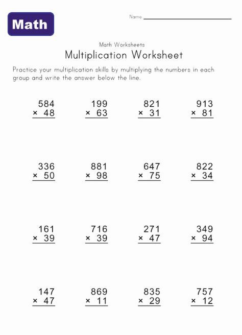 Hard Multiplication Sheets Printable | Multiple Digit Multiplication Worksheets Multiply Worksheet, Long Multiplication Worksheets, 4th Grade Multiplication Worksheets, Multiplication Sheets, Multiplication Questions, Long Multiplication, 4th Grade Multiplication, 8th Grade Math Worksheets, Printable Multiplication Worksheets