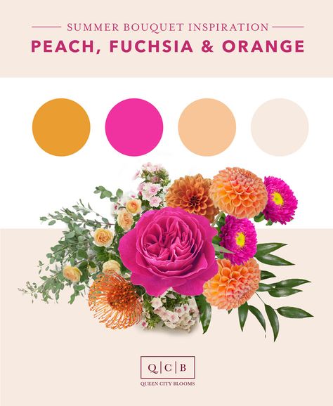 Teal Fuschia Orange Wedding, Festive Aesthetic, Fuschia Wedding, Mexican Inspired Wedding, Bouquet Recipe, Magenta Wedding, Summer Wedding Inspiration, Green Wedding Flowers, Orange Bouquets