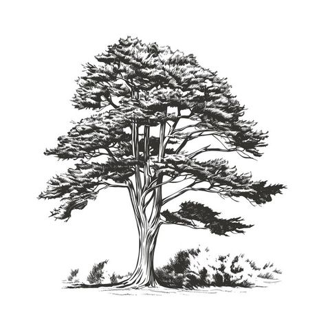 Cypress Tree Drawing, Cypress Drawing, Cypress Illustration, Tattoo Berge, Architect Tree Sketch, Ink Tree Illustration, Tree Etching Illustration, History Timeline, Cypress Trees