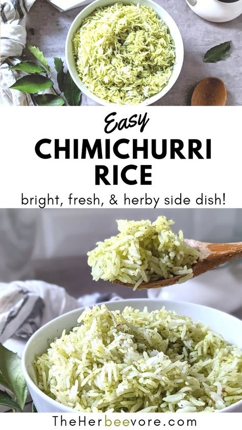 Chimichurri Rice Recipe, Chimichurri Rice Bowl, Refried Chickpeas, Herby Rice, Chimichurri Recipes, Chimichurri Rice, Carrot Recipes Side Dishes, Recipe With Avocado, Vegetarian Rice Recipes