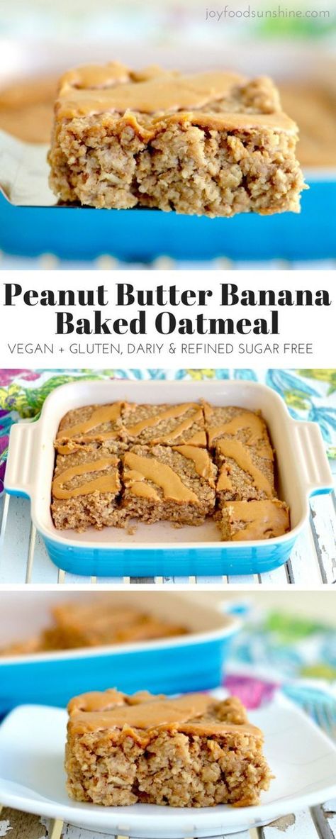 Peanut Butter Banana Baked Oatmeal, Baked Oatmeal Recipe, Banana Baked Oatmeal, Baked Oatmeal Recipes, Oatmeal Recipe, Oats Breakfast, Healthy Peanut Butter, Healthy Oatmeal, Baked Oats