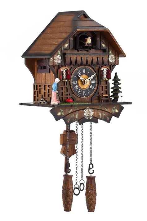 PRICES MAY VARY. When time's up: cuckoo pops out from nest singing and calling "Coo Coo" to entertain you and your families This gorgeous cuckoo clock is made of solid wood and has an approximate dimensions 8.27 x 5.32 x 9.85 inches (without pendulum) The Cuckoo Clock components of Night Shut Off Sensor and Music On/Off Switch 1 SWITCH AND 1 BUTTON easy to setup and operating This cuckoo clock is powered by 3 Type-C batteries (not included).We recommend use carbon zinc batteries and change the b Coocoo Clock, Black Forest House, Coo Coo Clock, Clock Antique, Cuckoo Clocks, Quartz Wall, Forest House, Cuckoo Clock, Black Forest