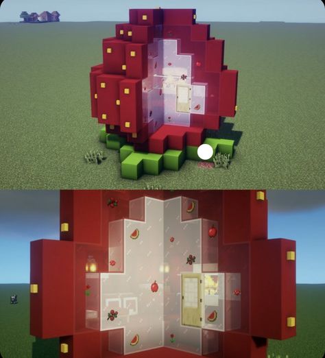 Things To Build In Minecraft, Build In Minecraft, Strawberry House, Things To Build, Construction Minecraft, Mc Builds, Rumah Minecraft Sederhana, Minecraft Interior Design, Bangunan Minecraft