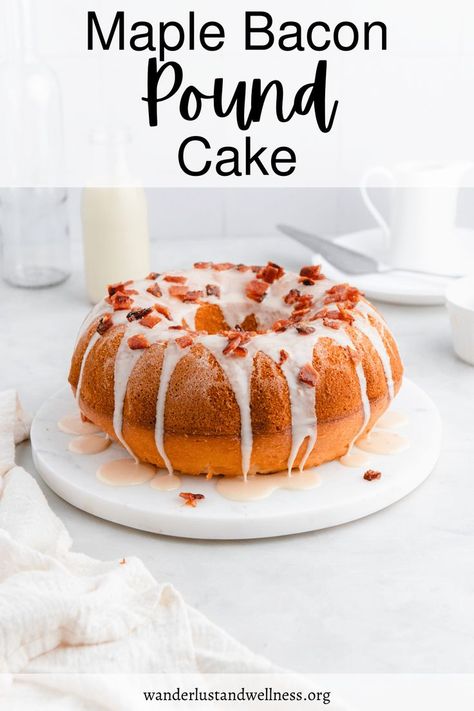 Why not make this Maple Bacon Pound Cake? It's the perfect way to make an amazingly sweet dessert with just a little bit of salty kick! Maple Bacon Cake, Bacon Cake, Brown Sugar Pound Cake, Maple Bacon, Pound Cake Recipes, Delicious Dishes, Foodie Recipes, Sweet Desserts, Dessert For Dinner