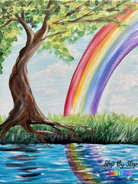 Rainbow Painting - Step By Step Painting With Tracie Kiernan Rainbow Drawing, Nature Art Drawings, Rainbow Painting, Cute Paintings, Painting Art Lesson, Spring Painting, Nature Drawing, Modern Art Paintings, Step By Step Painting