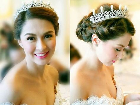 Marian Rivera Wedding, Bride Hair Ideas, Marian Rivera Wedding Gown, Bridesmaid Hairstyle Ideas, Prom Hair Ideas, Pakistani Bridal Hairstyles, Hairstyle Bride, Bridesmaid Hairstyle, Marian Rivera