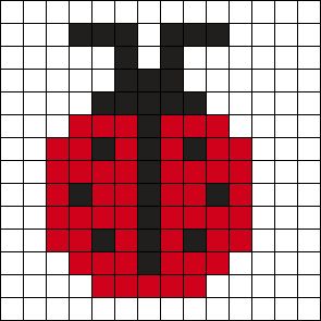 Ladybug Bead Pattern, Ladybug Perler Beads, Fuse Bead Patterns Easy, Pixel Art Tiny, Tiny Perler Bead Patterns, Melt Beads, Bead Templates, Hamma Beads Ideas, Crochet Charts