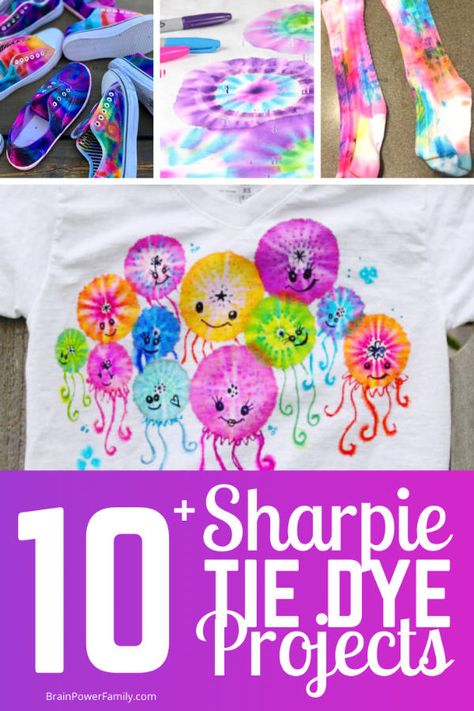 Tye Dye With Sharpies And Alcohol, Sharpie Tie Dye Designs, Permanent Marker Tie Dye Sharpie Shirts, Tie Dye Ideas For Kids, Ocean Tie Dye, Sharpie Tie Dye Shirts, Easy Tie Dye For Kids, Tie Dye Ideas Projects, Tie Dye With Markers