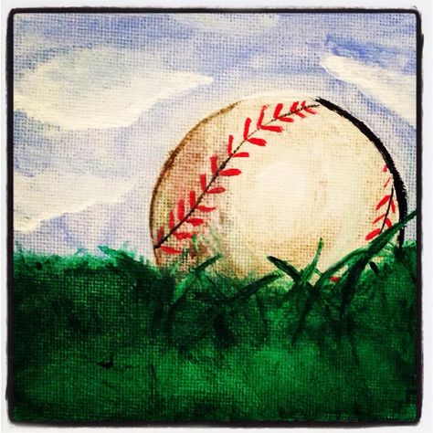 Baseball painting Baseball Painting, Baseball Canvas, Sports Painting, Wine And Canvas, Baseball Art, Spring Painting, Canvas Crafts, Painting Class, Paint Party