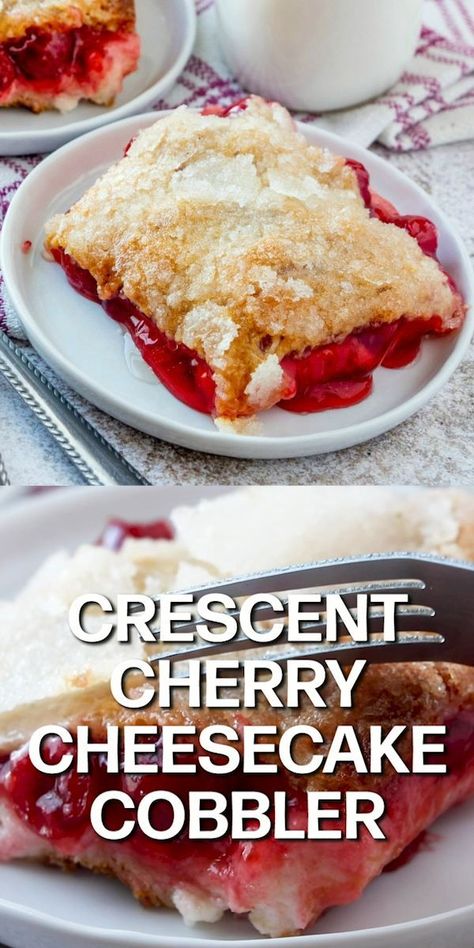 Cherry Cheesecake Danish Crescent Rolls, Deserts Using Crescent Rolls, Crescent Roll Recipes Dessert With Cherry Pie Filling, Crescent Roll Cherry Cheesecake, Pillsbury Crescent Recipes With Cherry Pie Filling, Cherry Pie Crescent Rolls, Cherry Cheesecake Rolls, Cherry Cream Cheese Cobbler, Crescent Cherry Cheesecake Cobbler