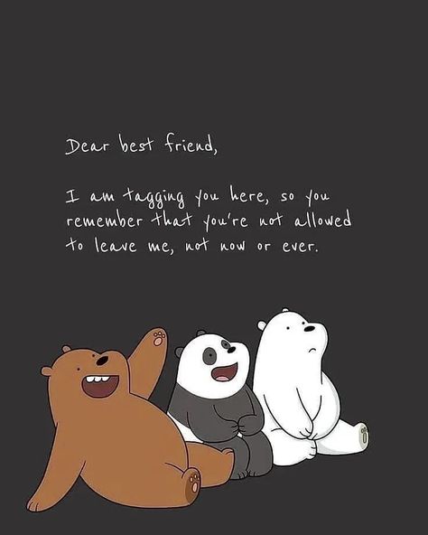 Trio Friends Quotes Instagram, Bestfriend Cartoons, Trio Friends Quotes, Three Best Friends Quotes, Gang Quotes, Panda Birthday Cards, Best Friend Birthday Cards, 3 Best Friends, Bear Quote