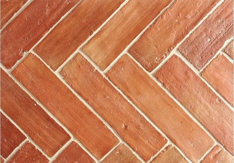 Terracotta Fleur | Floors of Stone Terracotta Herringbone Floor, Herringbone Terracotta Floor, Terracotta Parquet, Herringbone Terracotta, Terracotta Tiles Kitchen, Floors Of Stone, Terracotta Tile Floor, Terracotta Flooring, Reclaimed Tile