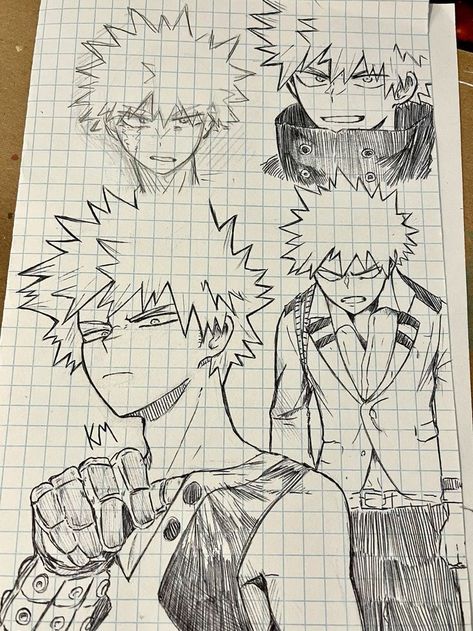 Mha Drawing Reference, Mha Drawing Ideas, Bakugo Drawing Sketch, Sketchbook Intro Page Ideas, Bakugou Sketch, Bakugo Sketch, Bakugou Katsuki Manga, Katsuki Bakugou Manga, Bakugou Drawing