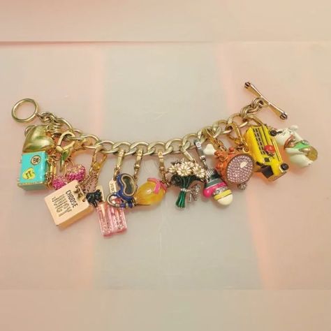 Juicy Couture | Jewelry | Juicy Couture Charm Bracelet | Poshmark Y2k Juicy Couture, Juicy Couture Charms Bracelet, Juicy Couture Bracelet, Snorkel Mask, Scotty Dog, Bouquet Charms, Gold Link Bracelet, Juicy Couture Charms, Bottle Charms