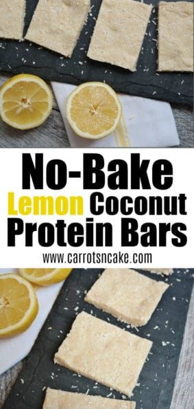 No-Bake Lemon Coconut Protein Bars - Carrots 'N' Cake Lemon Protein, Weight Watcher Desserts, Coconut Protein, Healthy Protein Snacks, Protein Brownies, Protein Bar Recipes, Protein Powder Recipes, Lemon Coconut, Low Carb Dessert