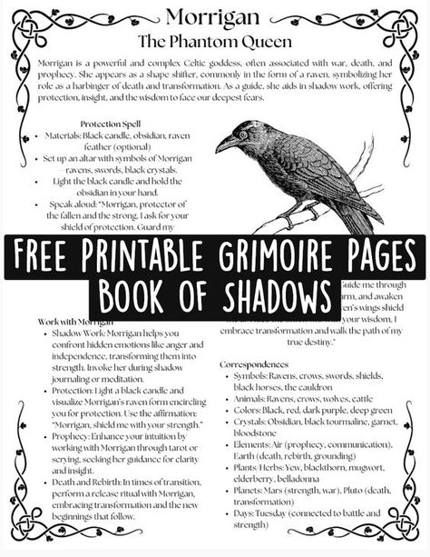 Download your free printable grimoire pages and enhance your witchcraft practice! These beautifully designed pages feature magical correspondences, spells, and rituals for everyday use. Perfect for witches, pagans, and spiritual seekers, these grimoire pages will help you document your journey and connect with your craft. Get your free download today and start building your personal Book of Shadows with ease! Wiccan Printables Free, Bos Pages Free Printable, Printable Witchcraft Pages, Grimoire Book Pages, Grimoire Printables Free, Free Witch Printables, Witch Grimoire Pages, Book Of Shadows Pdf Free, Witch Spell Book Pages