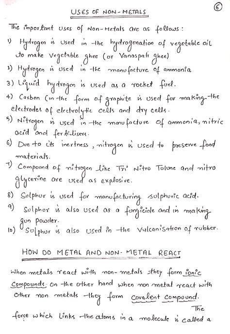 Metal and Non Metal Handwritten Notes for 10th Class Metals And Non Metals Science Notes, Metal And Non Metal Class 10 Notes, Metals And Non Metals Class 10, Class 10 Boards, Notes Science, Notes Life, Study Chemistry, Handwriting Examples, Physics Notes