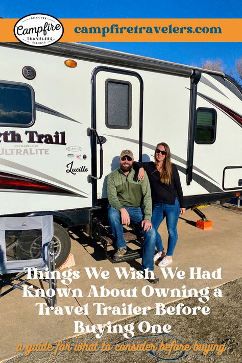 Travel Trailer Upgrades, Travel Trailer Necessities, Travel Trailer Living Full Time, Trailer Necessities, Travel Trailer Must Haves, Travel Trailer Tips, Camping In A Camper, Rving Ideas Rv Camping, Rv Hacks Travel Trailers