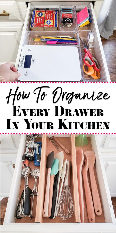 How to Organize Kitchen Drawers - From cooking tools to the junk drawer, see how we organize every drawer in our kitchen! Organize Kitchen Drawers, Kitchen Renovation Diy Ideas, Diy Kitchen Hacks, Cocina Diy, Organize Kitchen, Kitchen Utensil Organization, Kitchen Storage Hacks, Organized Kitchen, Organize Your Kitchen