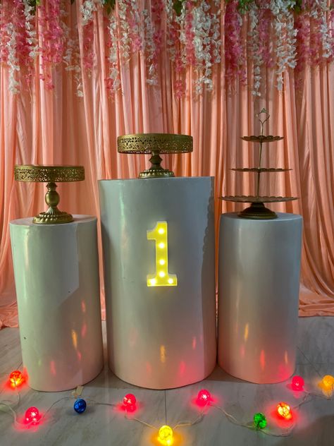 Cylinder Party Stands, Cylinder Cake, Birthday Props, Prop Rental, Cake Table, Chennai, Birthday Decorations, Sofia, 1st Birthday