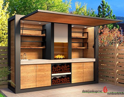 Small Outdoor Kitchen, Design Grill, Outdoor Bbq Area, Outdoor Barbeque, Modern Outdoor Kitchen, Outdoor Kitchen Decor, Outdoor Kitchen Bars, Grill Station, Build Outdoor Kitchen