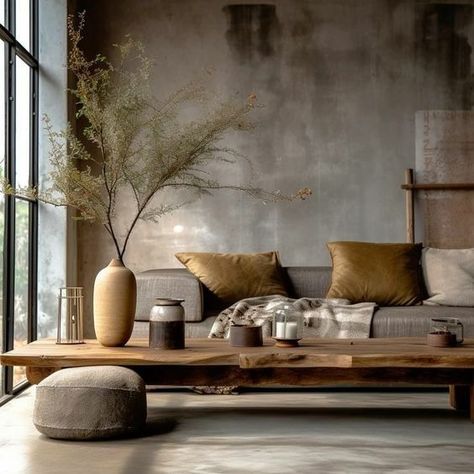 Wash Walls, Wabi Sabi Japandi, Wabi Sabi Living Room, Wabi Sabi Living, Lime Wash Walls, وابي سابي, Japandi Home Decor, Ruang Tv, Japandi Interior Design