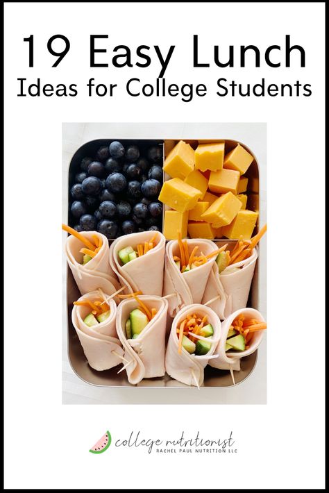 19 Easy Lunch Ideas for College Students Lunch Box For College Students, College Make Ahead Meals, Quick Healthy Snacks On The Go College Students, Packed Lunch Ideas For College Students, Easy Lunches For College Students, Lunch For University Students, Easy College Lunches To Go, Easy Lunch Ideas For College Students, Food To Bring To College