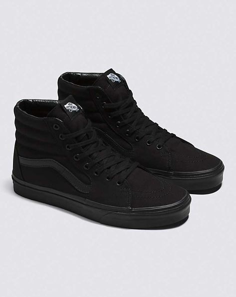 Vans | Sk8-Hi Black/Black/Black Classics Shoe Vans Sk8 Hi Platform, Vans Classic Old Skool, Black High Top Vans, All Black Vans, Vans Store, Canvas Shoe, Shoes Vans, Black Vans, Vans Sk8 Hi