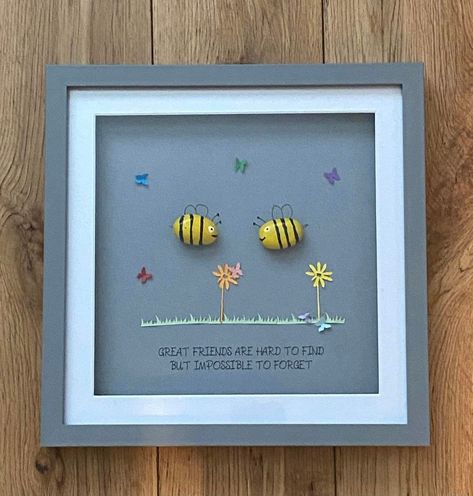 Excited to share this item from my #etsy shop: Bumblebee pebble art - bee pebble art - Bumblebee gift - gift for friend - bumblebee friends - bee gift - best friend gift - pebble art gift Love Teacher, Bee Gifts, Bee Art, Glass Frame, Best Friend Gift, Gift For Friend, Friendship Gifts, Gift Handmade, Great Friends