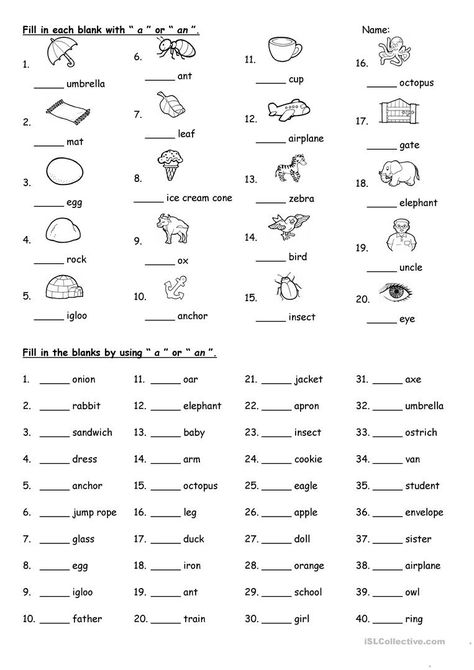 Articals Worksheet, A Or An Worksheet, Articles Worksheet, Materi Bahasa Inggris, English Grammar Exercises, English Grammar For Kids, English Worksheets For Kindergarten, Grammar For Kids, English Activities For Kids