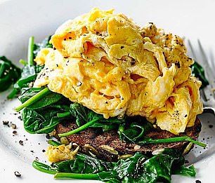 Bread With Egg, 800 Calorie Diet Plan, 800 Calorie Meals, Dark Rye Bread, Egg And Spinach, Three Week Diet, 800 Calorie Diet, Fast Food Diet, Fast 800